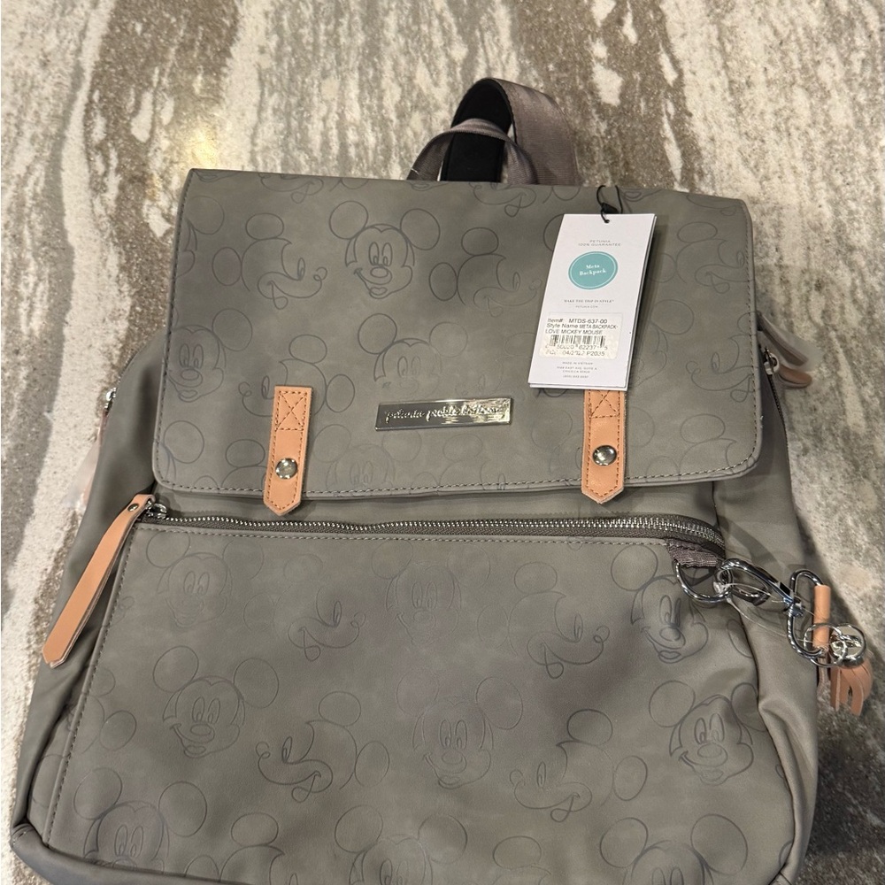 Petunia Pickle Bottom Gray and Tan Mickey Mouse Bag